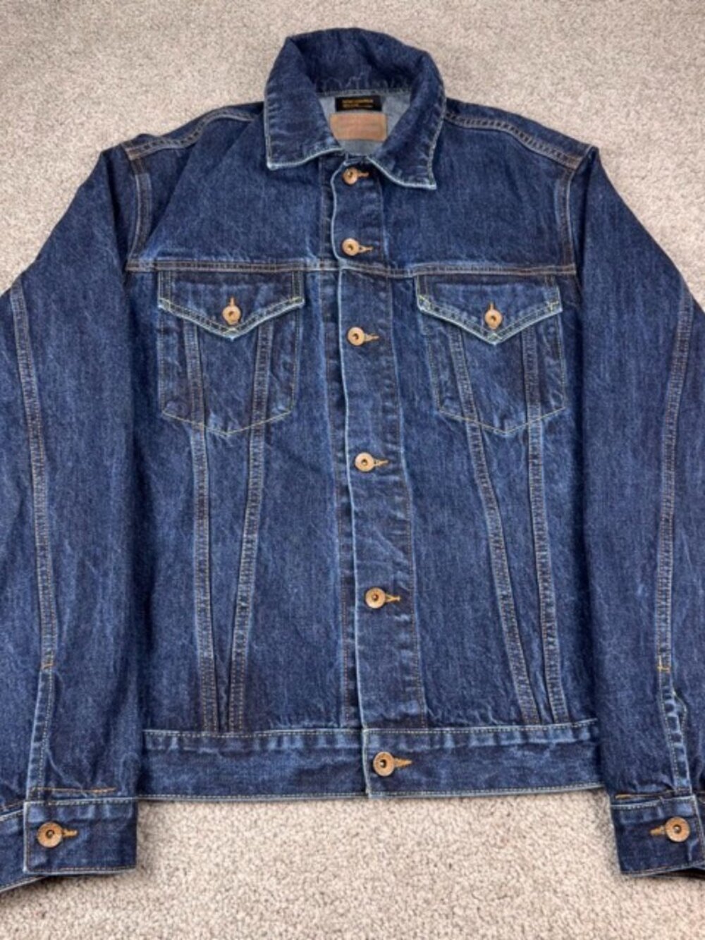 MADEN Uncle Fu Retro Workwear Blue Jean Denim Chore Jacket Men's Size XXL 2XL